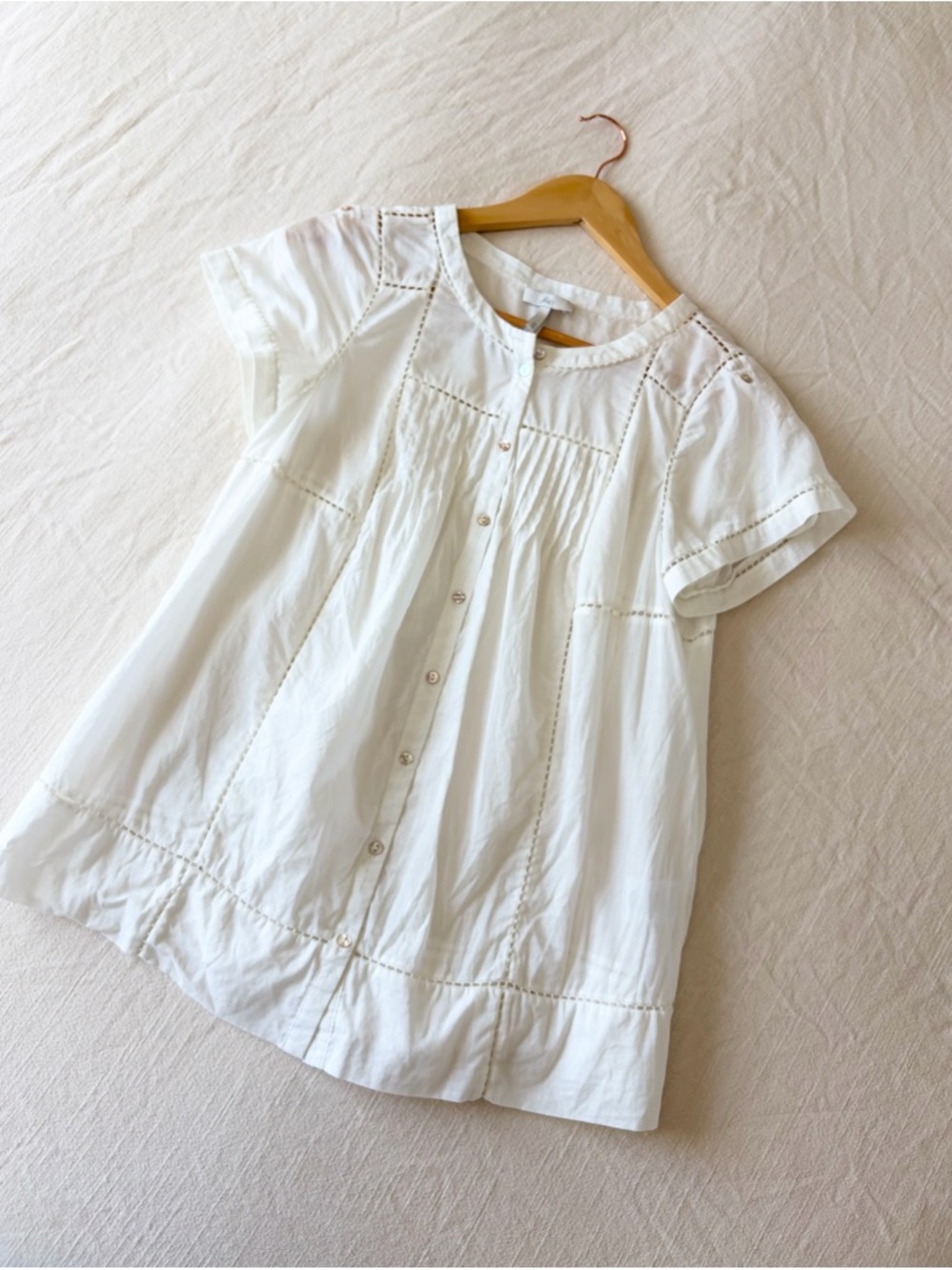 Joie | White Button-Front Eyelet Cotton Blouse